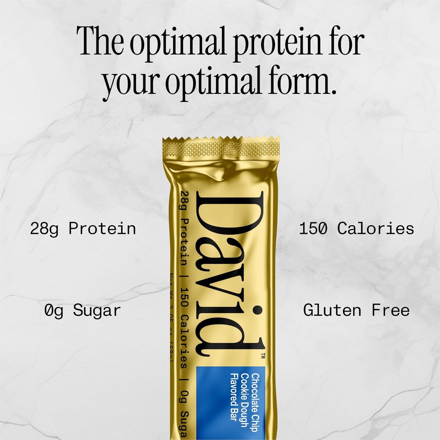 David Chocolate Chip Cookie Dough Bar - 28g Protein Bar (12ct)