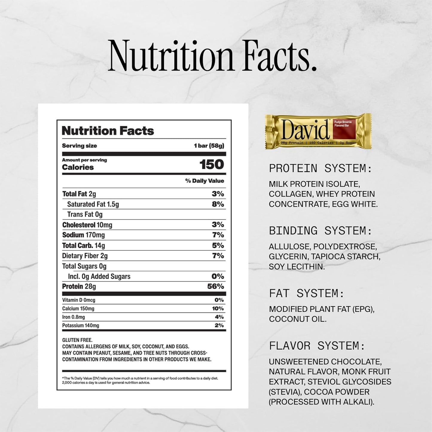 David Fudge Brownie Bar - 28g Protein Bar (12ct)