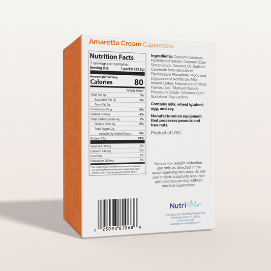 NutriWise Amaretto Cappuccino | High-Protein Beverage (7/Box)