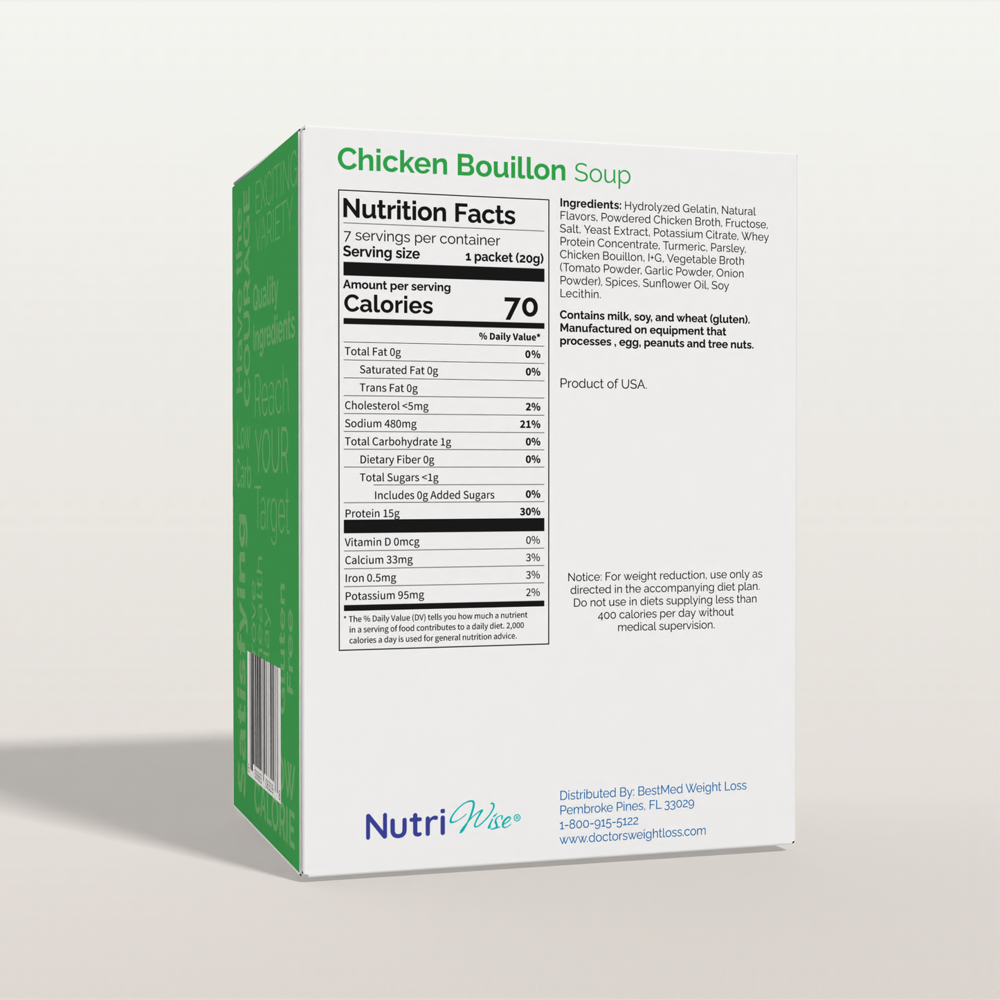NutriWise Chicken Bouillon Soup | High-Protein Soup (7/ Box)