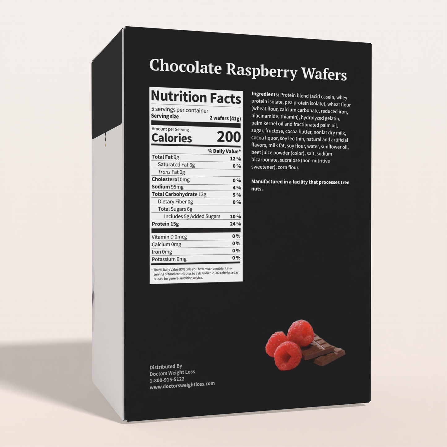 ProtiWise High-Protein Chocolate Raspberry Wafers (5/Box)