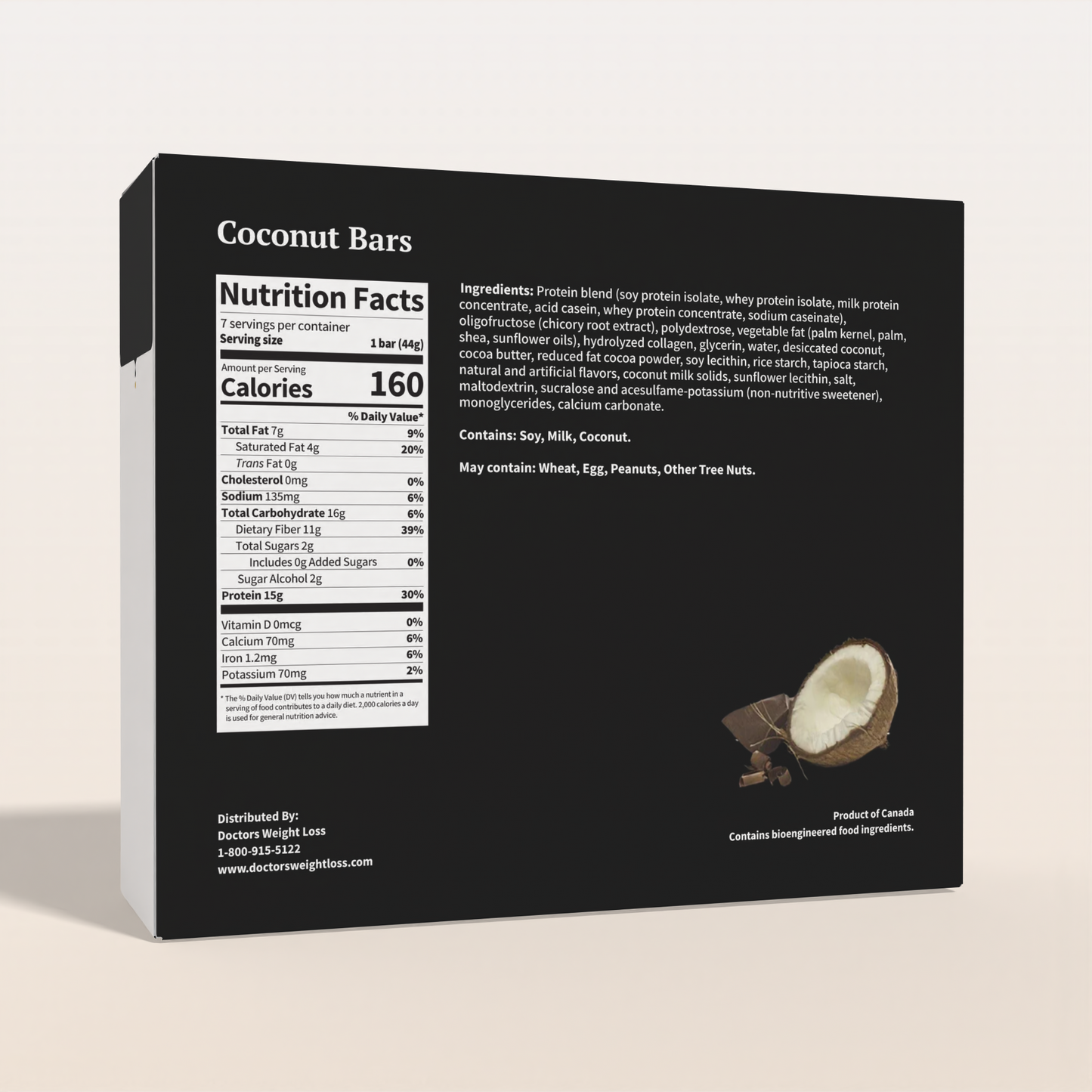 ProtiWise Coconut Bars | Low-Carb Protein Bars (7/Box)