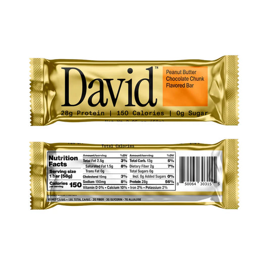 David Peanut Chocolate Chunk Bar - 28g Protein (1 Bar)
