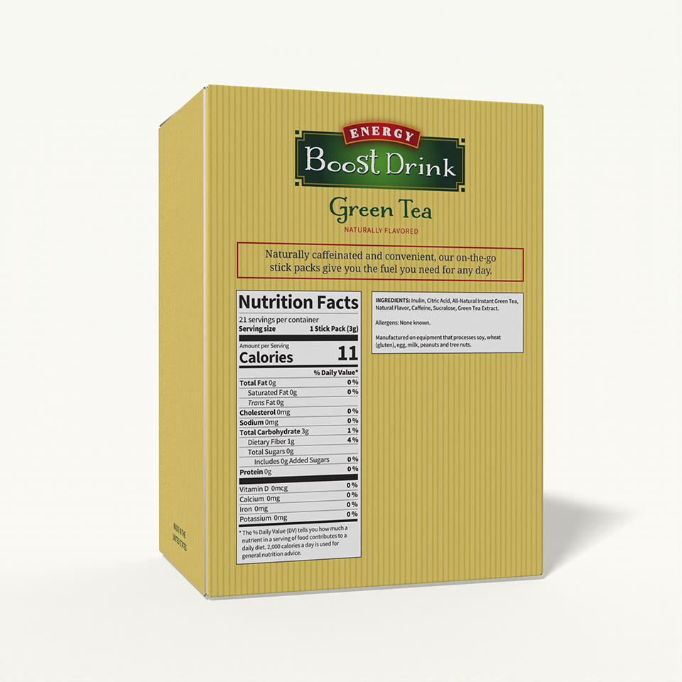 NutriWise Energy Boost Drink | Green Tea (21/box)