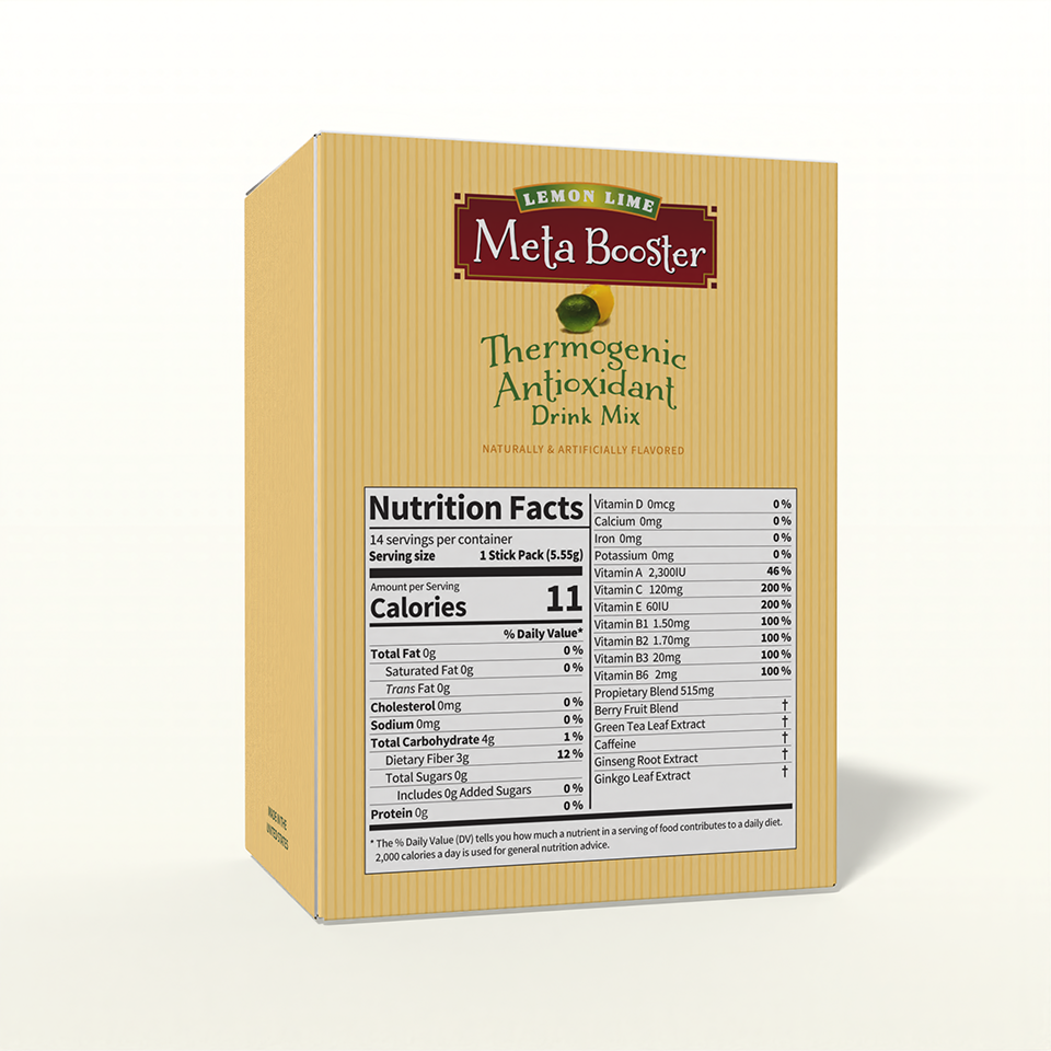 NutriWise Meta Booster Thermogenic Antioxidant Drink | Lemon Lime (14/box)