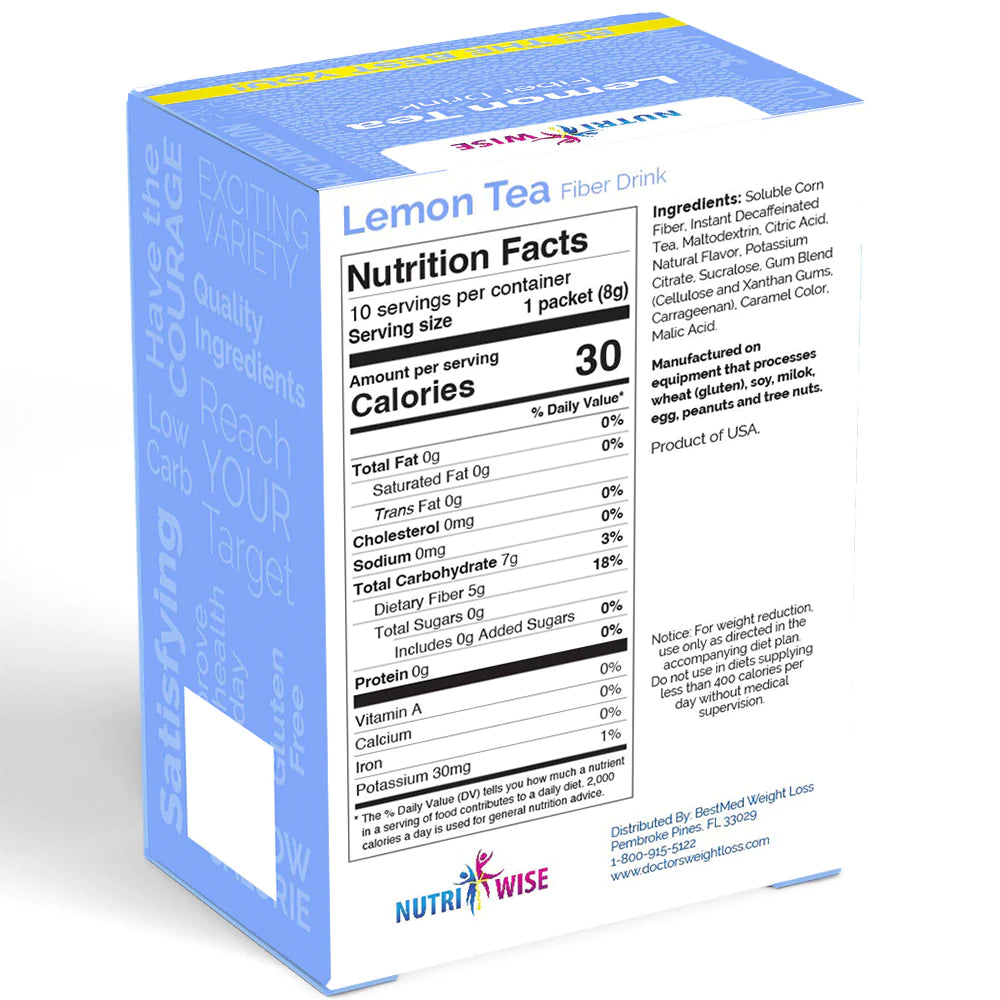 NutriWise Lemon Tea High Fiber Drink (10/Box)