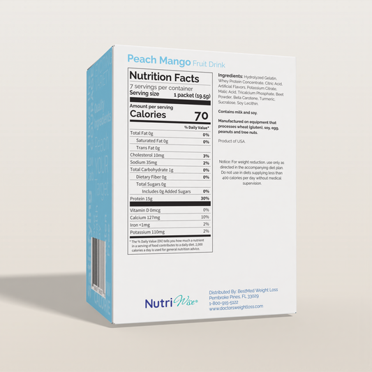 NutriWise Peach Mango Diet Protein Fruit Drink (7/Box)