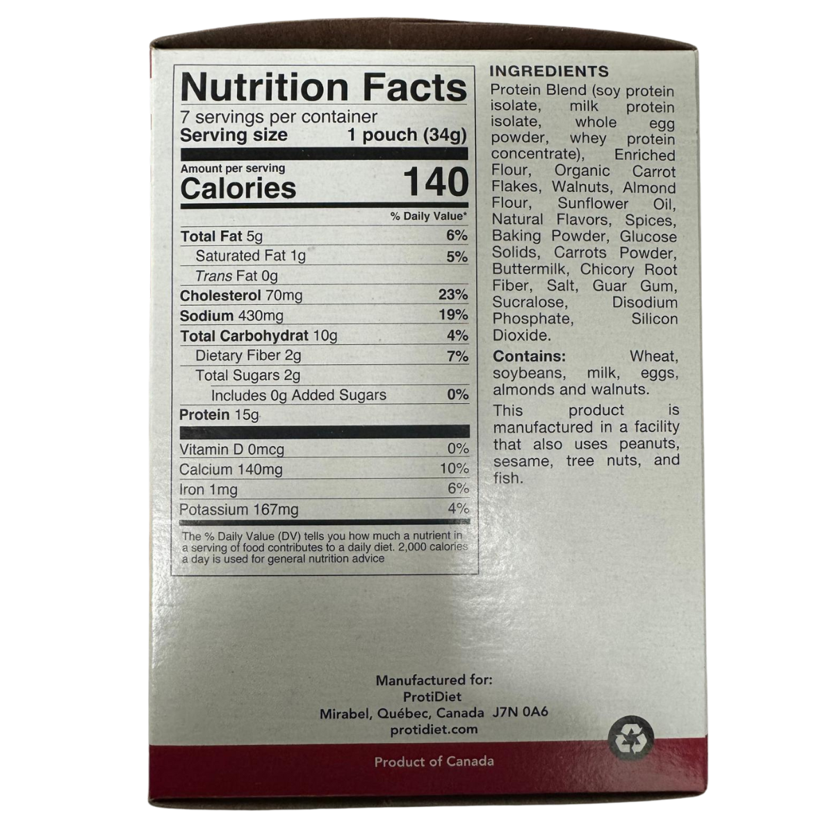 ProtiDIET Carrot & Nuts Mug Cake | Protein-Packed Treat (7ct)