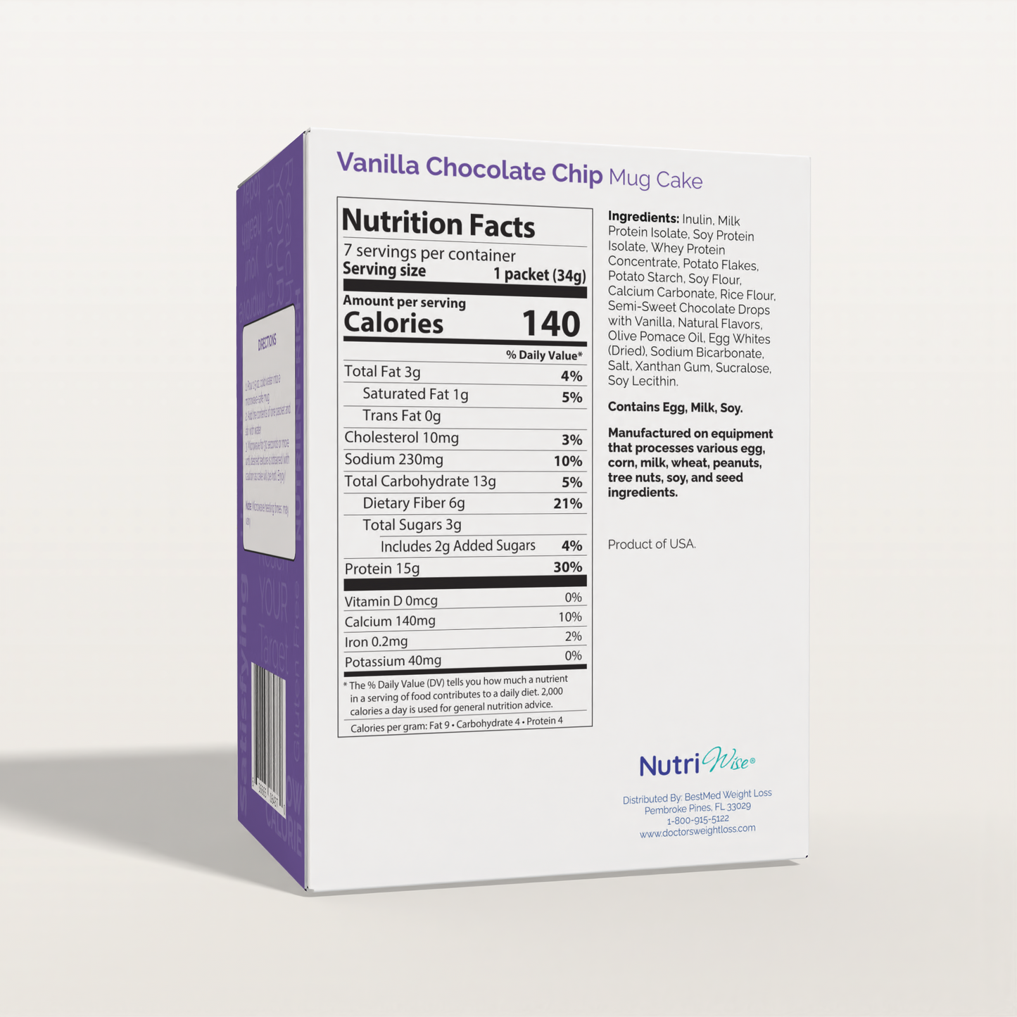 NutriWise Diet High-Protein Vanilla Chocolate Chip Mug Cake Mix