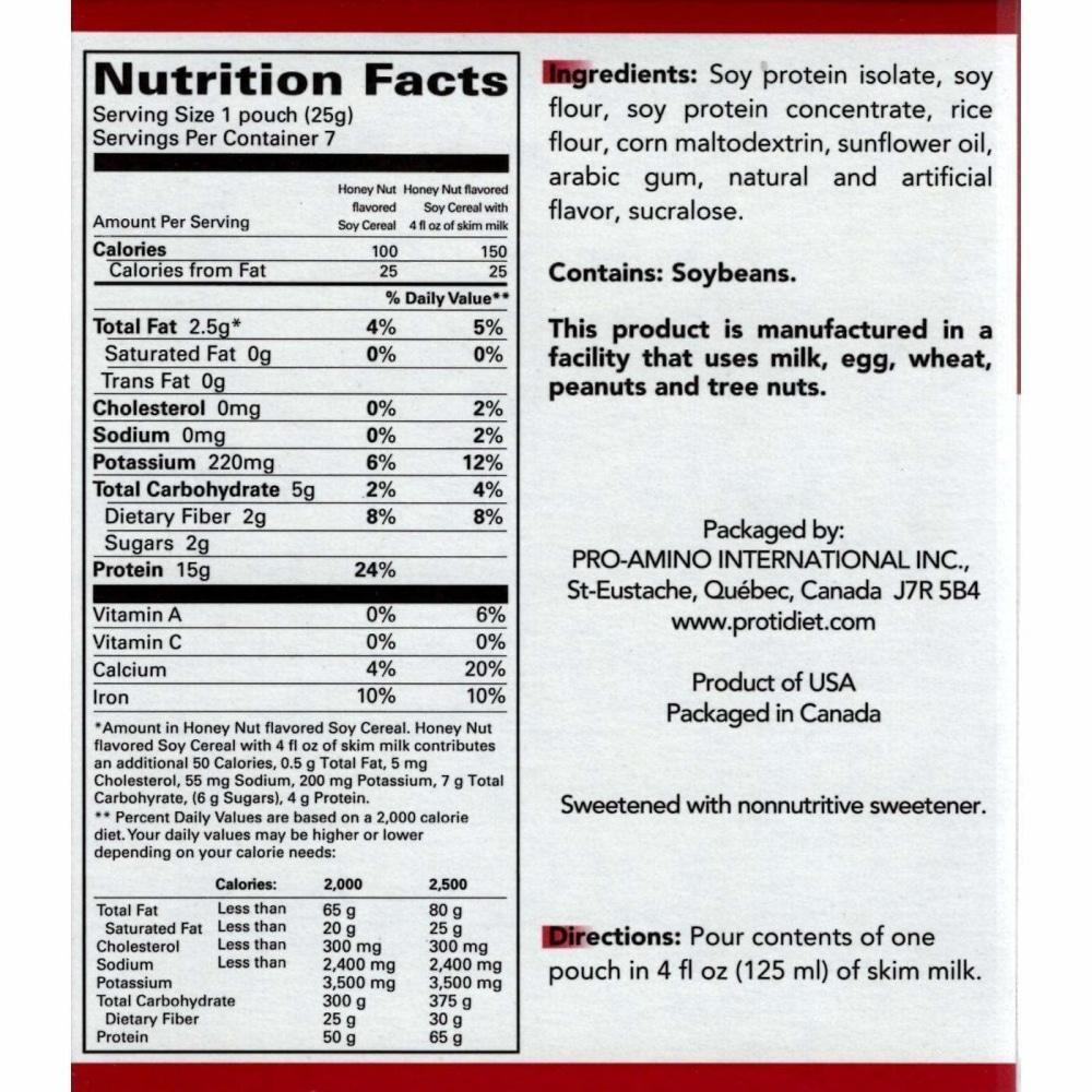 ProtiDiet - Honey Nut Soy Cereal (7/Box) - Doctors Weight Loss