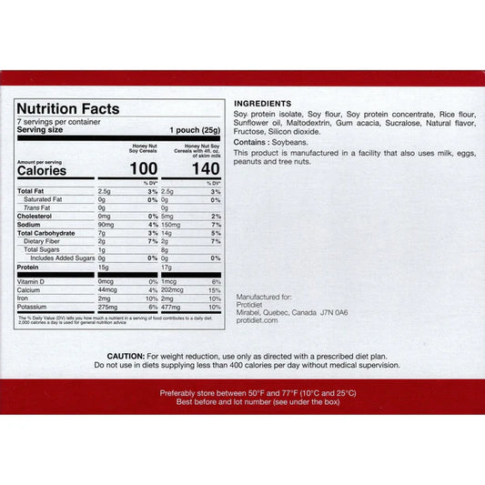 ProtiDIET Honey Nut Soy Cereal | Weight Loss Cereal (7ct)