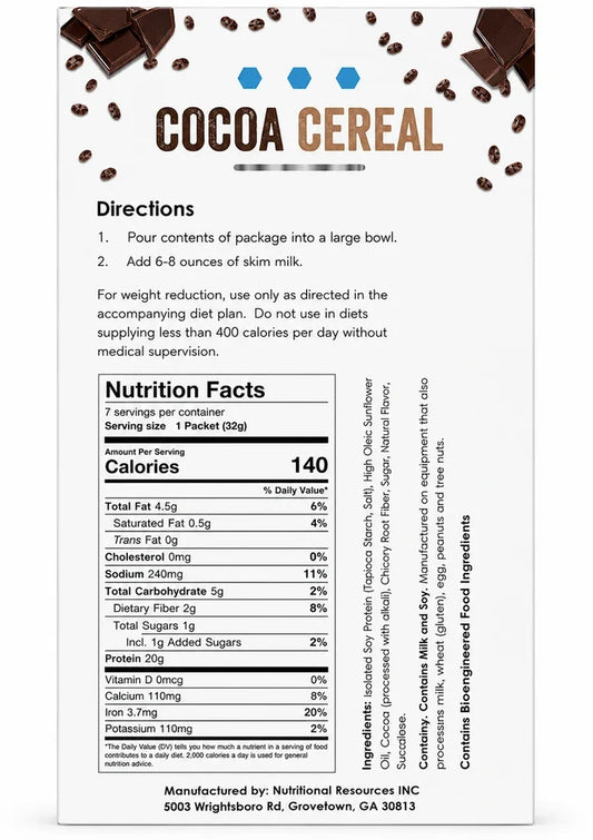 NutriWise Rich Cocoa Cereal | 20g High-Protein Breakfast (7ct)