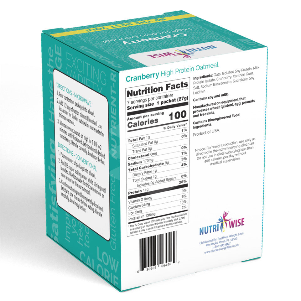 NutriWise -Cranberry Oatmeal (7/Box) - NutriWise