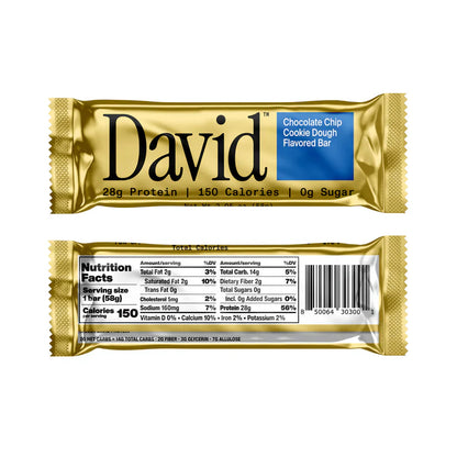 David Chocolate Chip Cookie Dough Bar - 28g Protein Bar