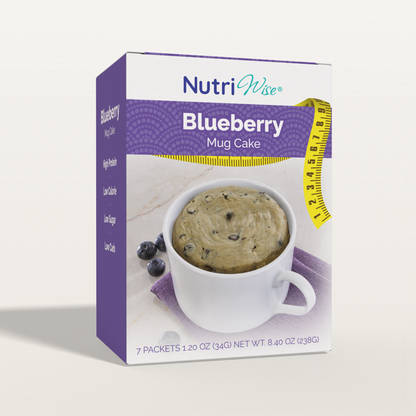 NutriWise Blueberry Mug Cake Mix - Low-Calorie, High-Protein (7/Box)