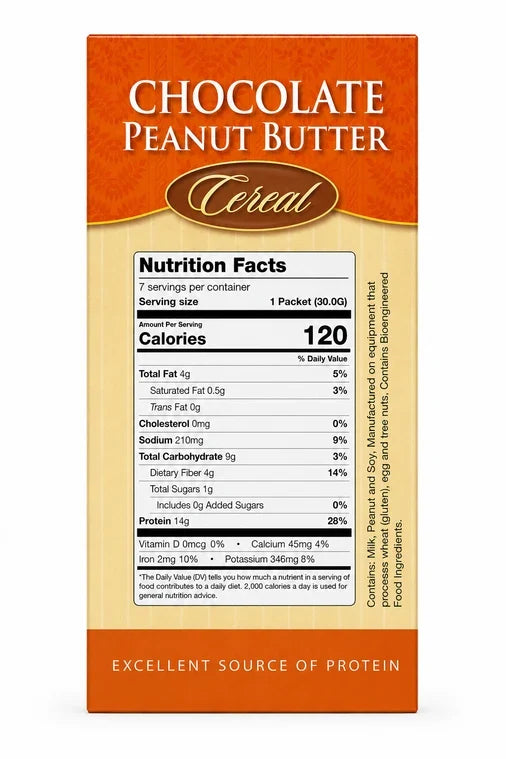 NutriWise Chocolate Peanut Butter Cereal | 15g High-Protein Breakfast (7ct)