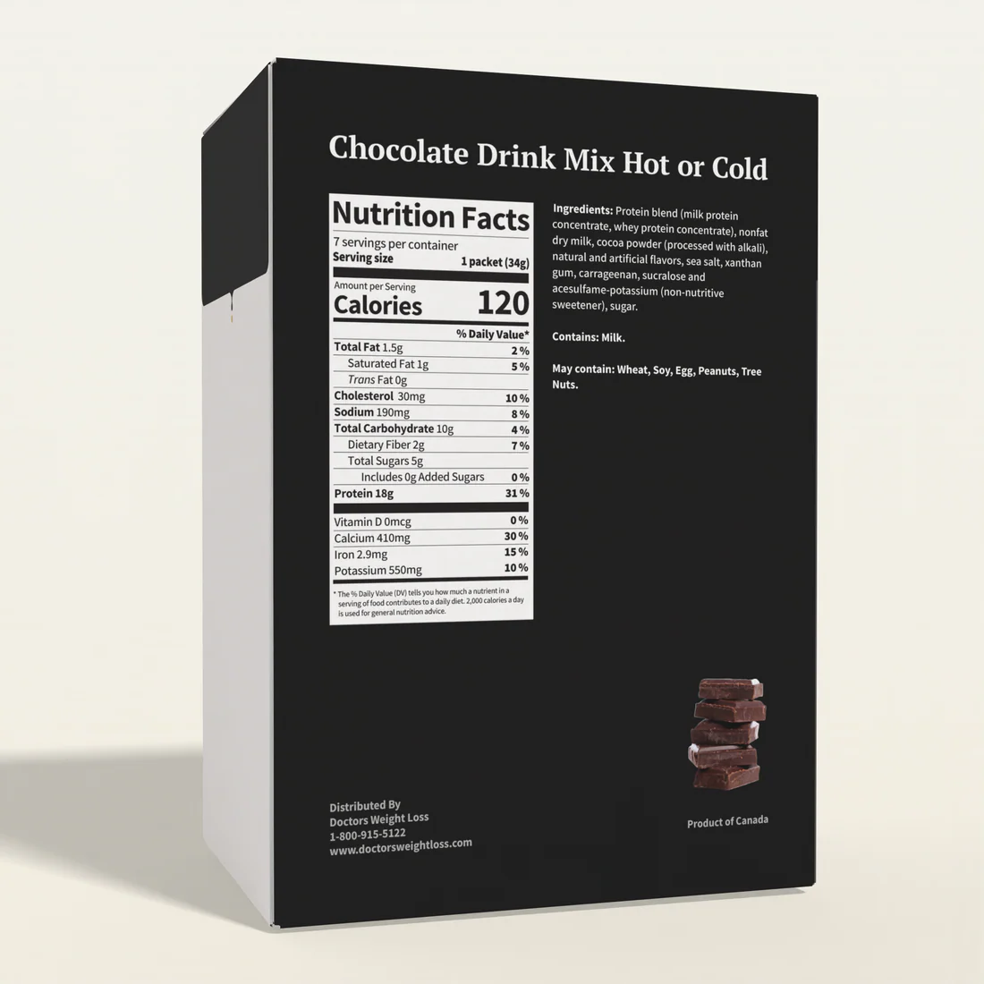 ProtiWise 18g Chocolate Drink Mix | High-Quality Whey Milk Protein (7ct)