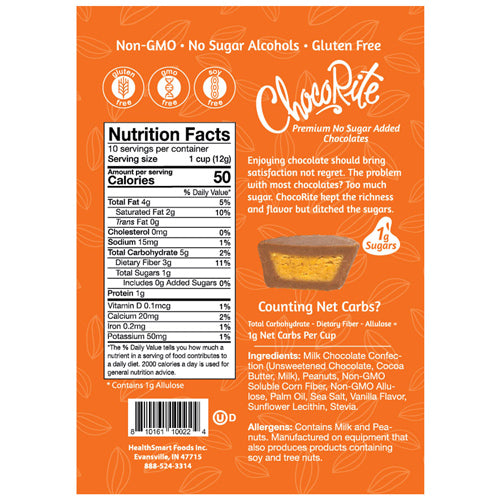 Chocorite Milk Chocolate Peanut Butter Cups | Keto-Friendly (8 ct)