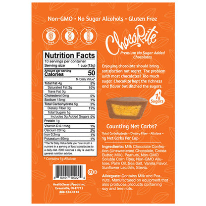 Chocorite Milk Chocolate Peanut Butter Cups | Keto-Friendly (8 ct)
