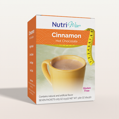 NutriWise Cinnamon Hot Chocolate, low fat-low carbs (7/Box)