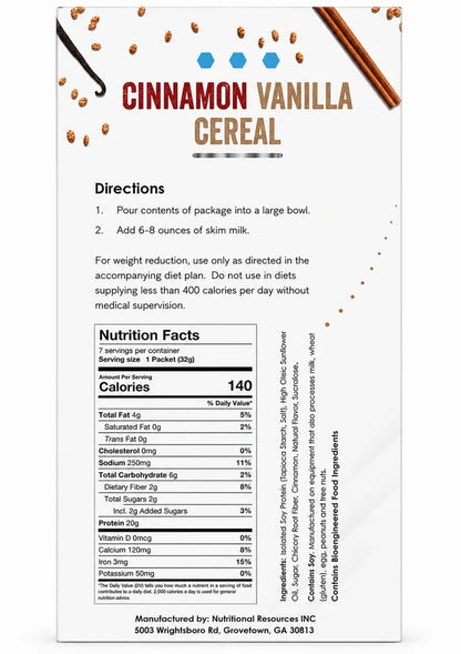 NutriWise Cinnamon Cereal | 20g High-Protein Breakfast (7ct)