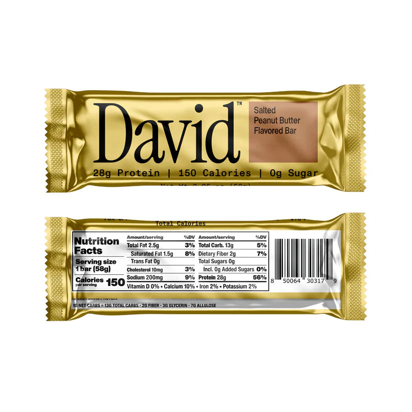 David Salted Peanut Butter Bar - 28g Protein Bar