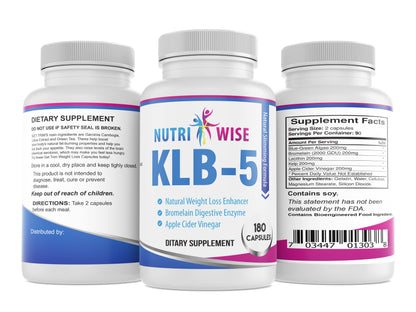 NutriWise KLB-5 Supplement - Weight Management Support (180 Capsules)