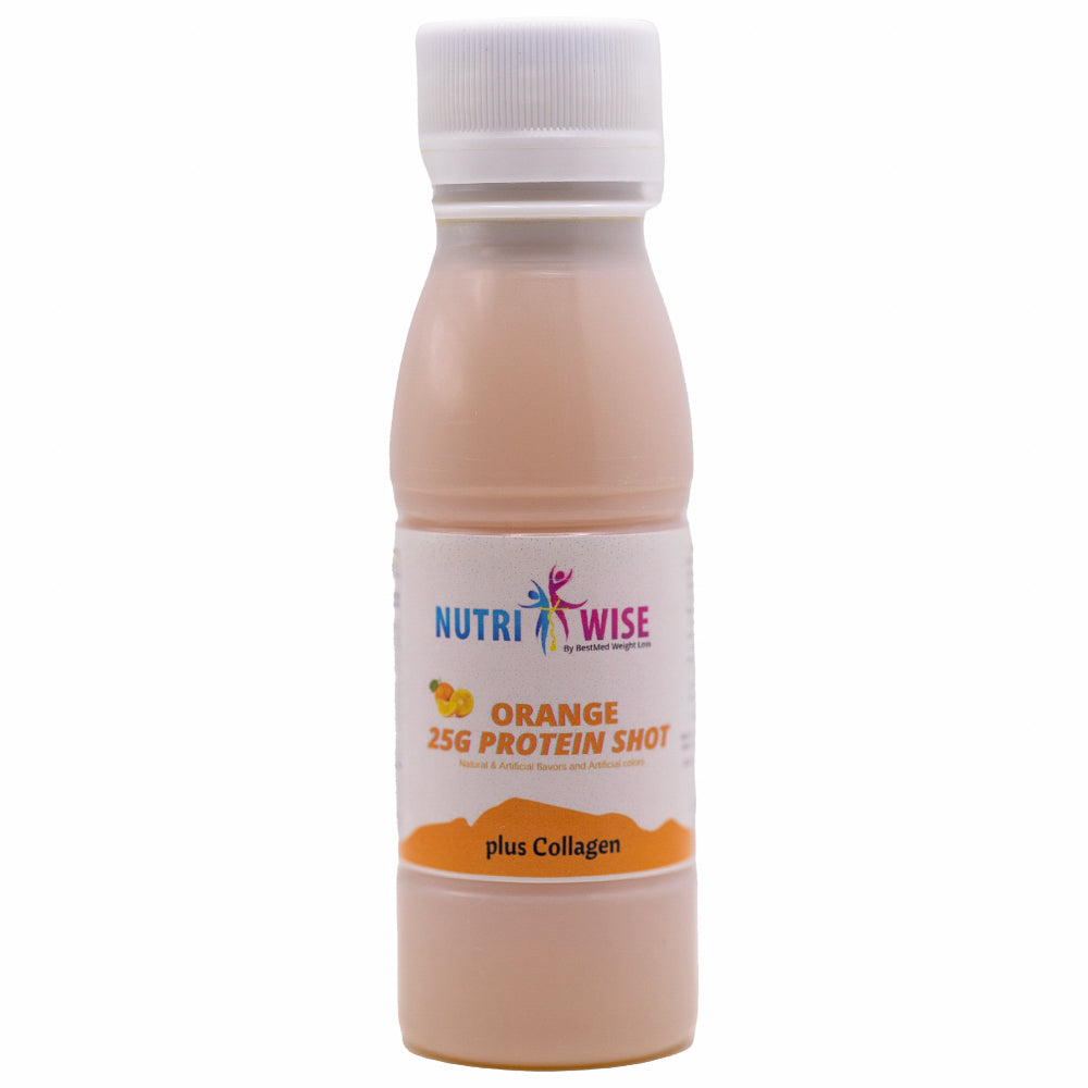 NutriWise Orange 25g Whey Protein & Collagen Power Shot (6-Pack Bottles)