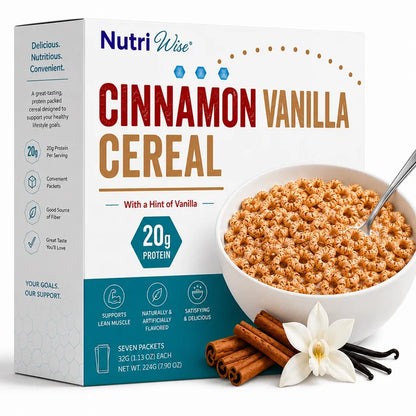 NutriWise Cinnamon Cereal | 20g High-Protein Breakfast (7ct)