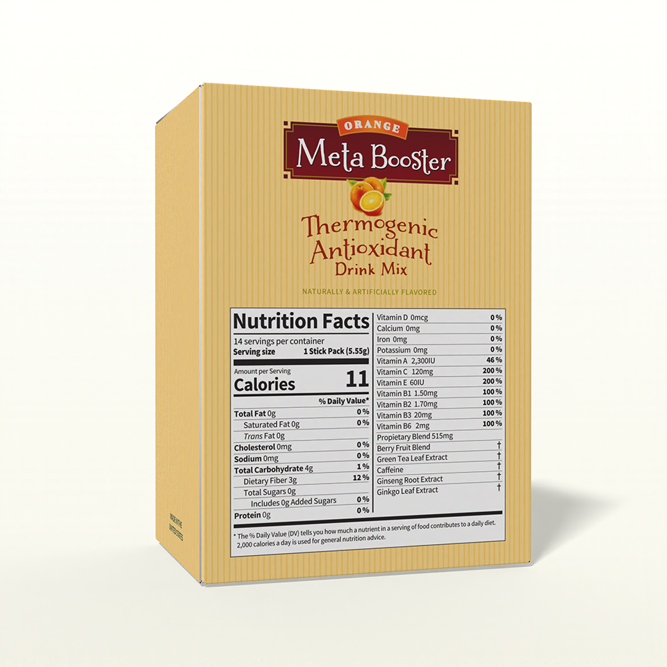 NutriWise Meta Booster Thermogenic Antioxidant Drink | Orange  (14/box)