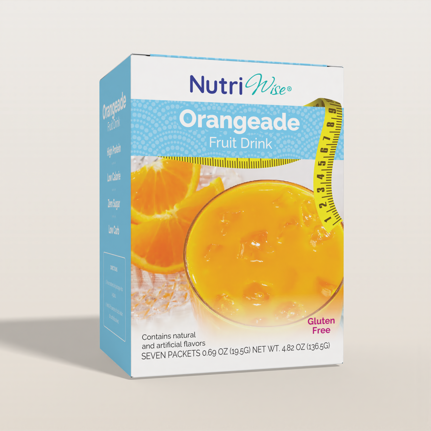 NutriWise Orangeade Fruit Drink, Low-Calorie, High-Protein (7/Box)