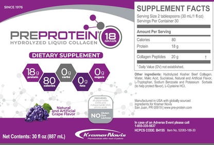 PreProtein 18g Liquid Predigested | High-Protein | Grape 30oz