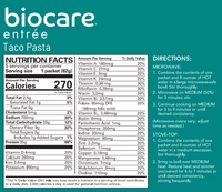 Biocare Taco Pasta Entree | 35g High Protein Meal (1ct)