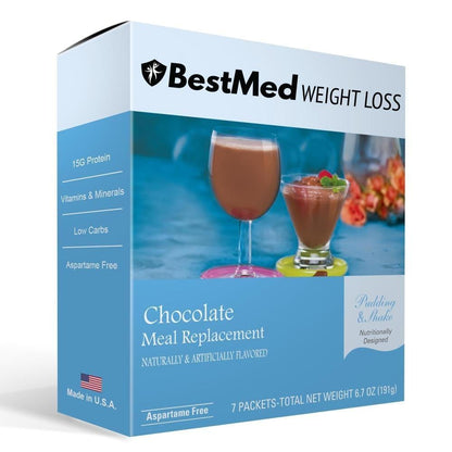 Chocolate Cream - 100 Calorie Pudding & Shake Mix (7/Box) - Aspartame Free - BestMed - Doctors Weight Loss