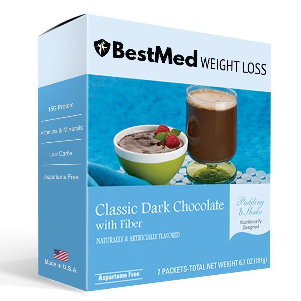 Classic Dark Chocolate With Fiber - Shake Mix (7/Box) - Aspartame Free - BestMed - Doctors Weight Loss