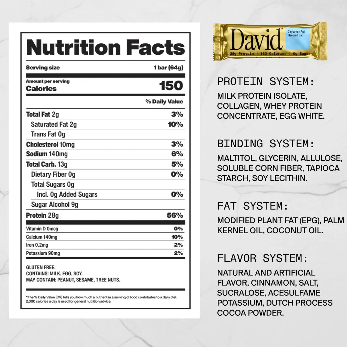 David Bars 28g High-Protein | Cinnamon (12ct)
