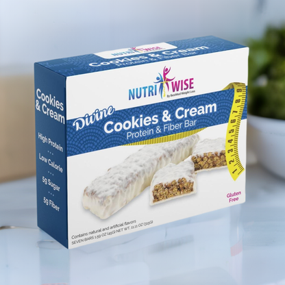 NutriWise Divine Cookies Cream Protein High-Fiber Diet Bars (7/Box)