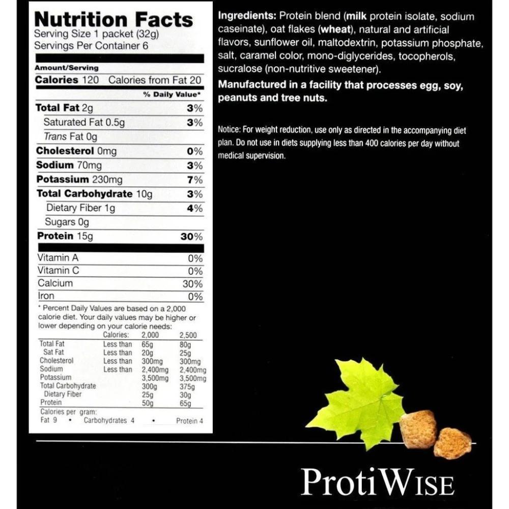 ProtiWise - Maple Brown Sugar Oatmeal (7/Box) - Doctors Weight Loss