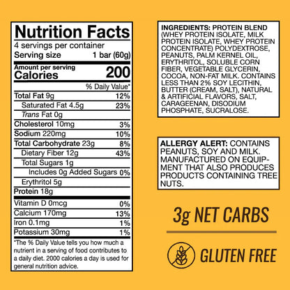 Atlast! Infusion Peanut Caramel 18g Protein Bars 4ct