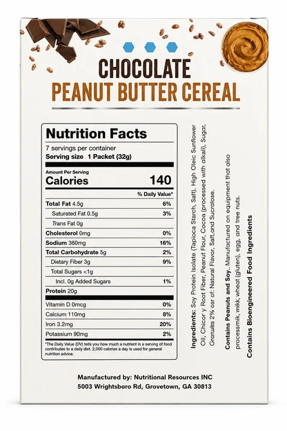 NutriWise Chocolate Peanut Butter Cereal | 20g High-Protein Breakfast (7ct)
