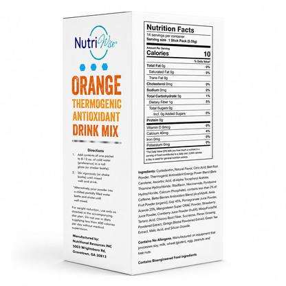 NutriWise Meta Booster Thermogenic Antioxidant Drink | Orange  (14ct)