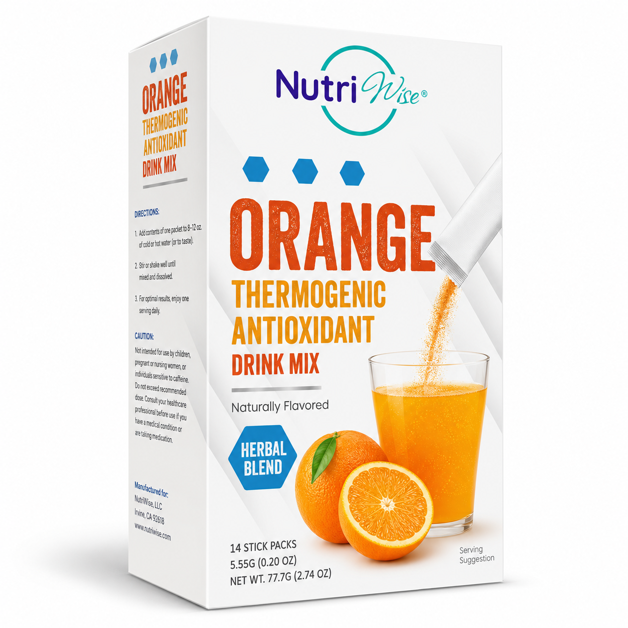 NutriWise Meta Booster Thermogenic Antioxidant Drink | Orange  (14ct)