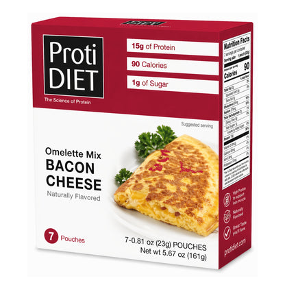 ProtiDIET Bacon Cheese Omelet Mix | High-Protein Meal Option (7ct)
