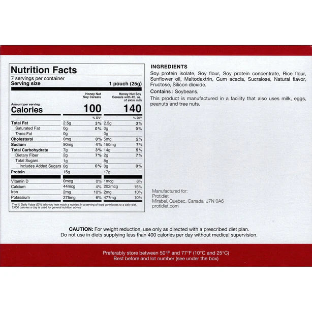 ProtiDIET Honey Nut Soy Cereal | Weight Loss Cereal (7ct)