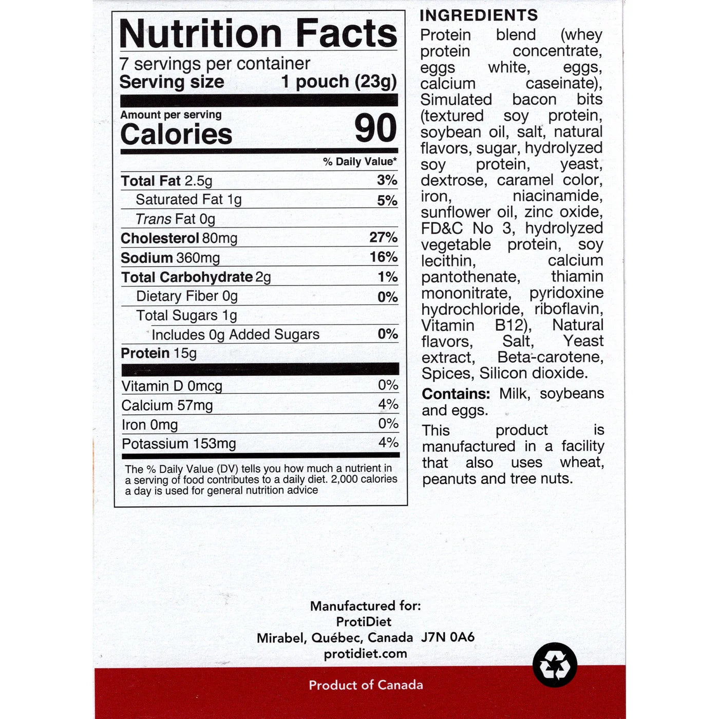 ProtiDIET Bacon Cheese Omelet Mix | High-Protein Meal Option (7ct)