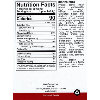 ProtiDIET Bacon Cheese Omelet Mix | High-Protein Meal Option (7ct)