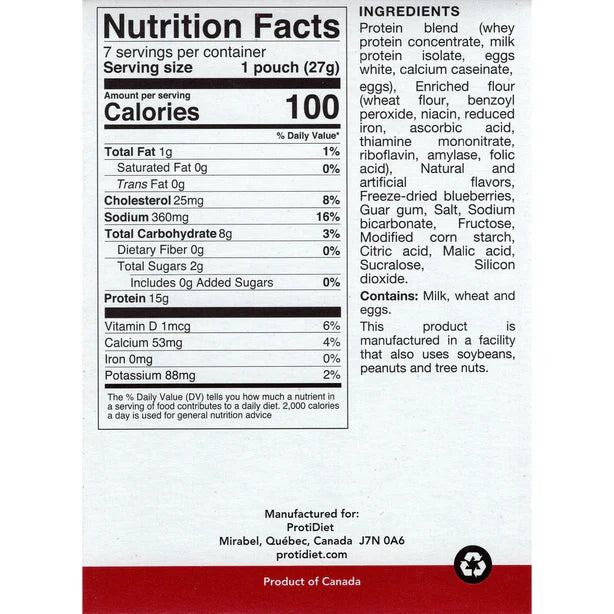 ProtiDIET Blueberry Pancake Mix | High-Protein Breakfast (7ct)