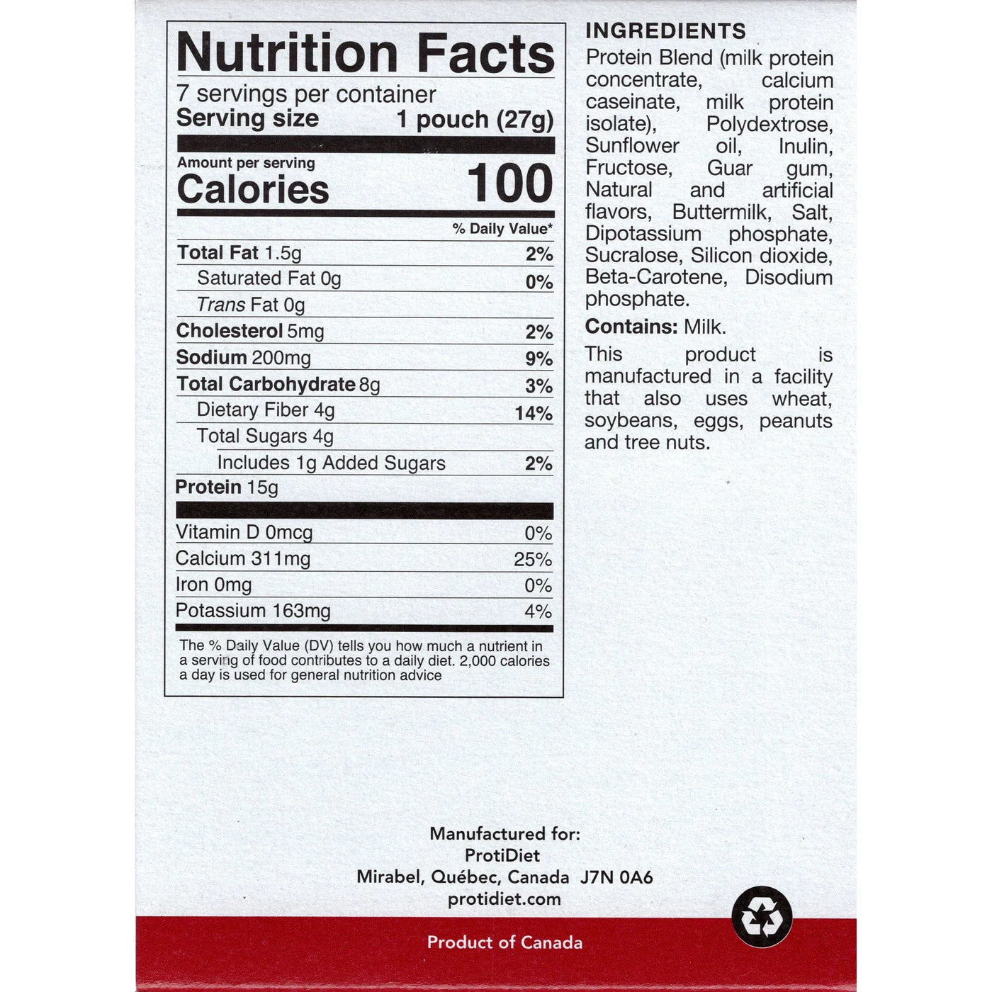 ProtiDIET Vanilla Shake Mix | High Fiber & Protein Shake (7ct)