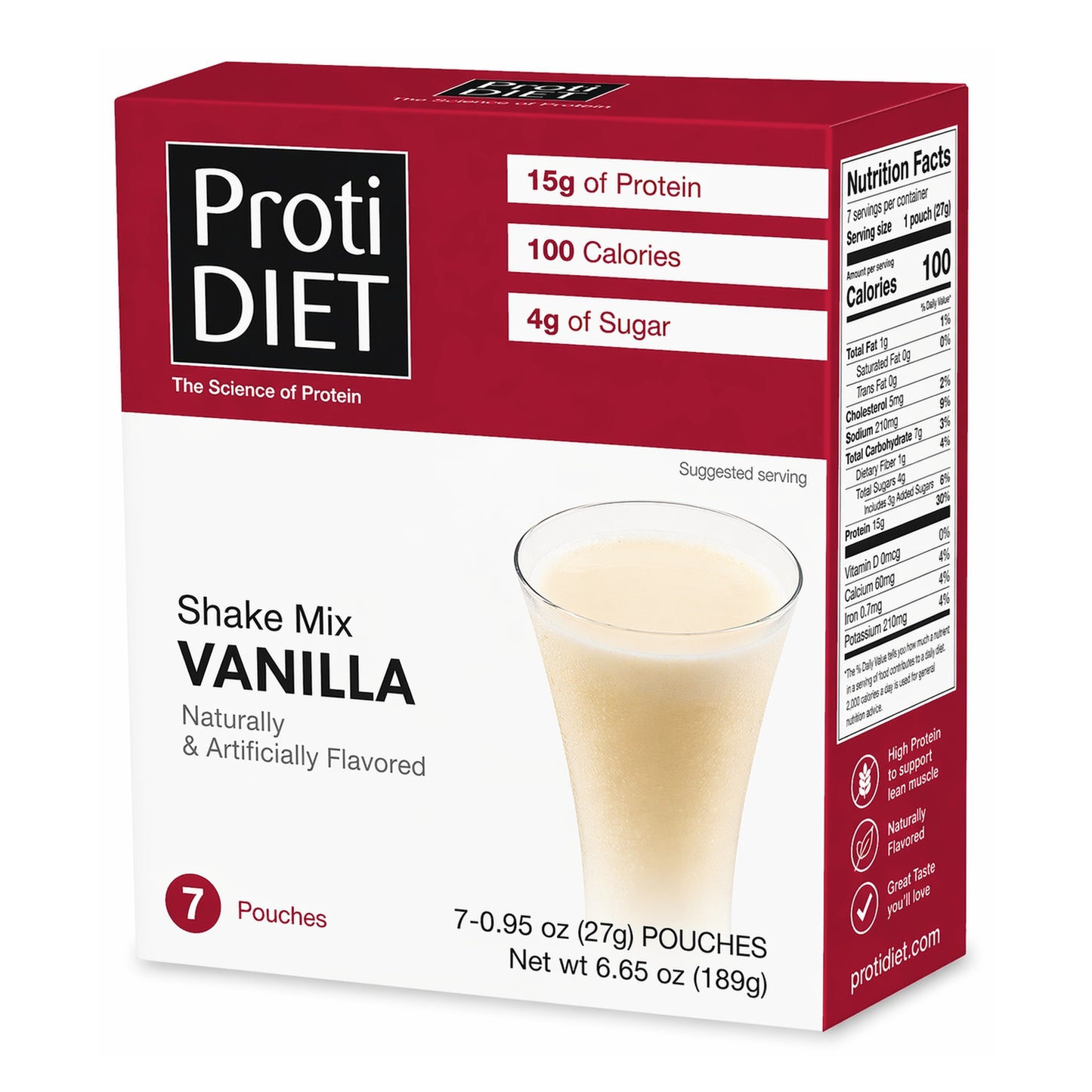 ProtiDIET Vanilla Shake Mix | High Fiber & Protein Shake (7ct)