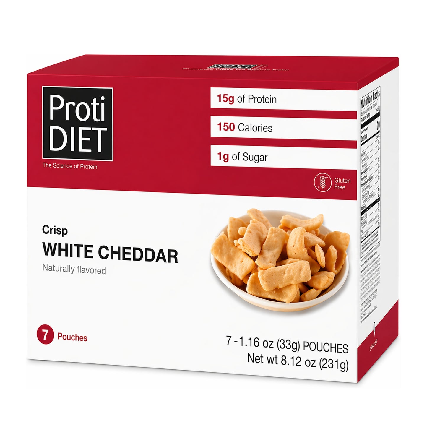 ProtiDIET White Cheddar Crisps | Low-Sugar , High Protein (7ct)